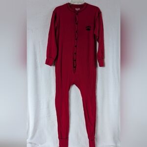 Lazy One Red Union Suit one Piece Pajama PJ'S Open flap Rear BEAR BOTTOM